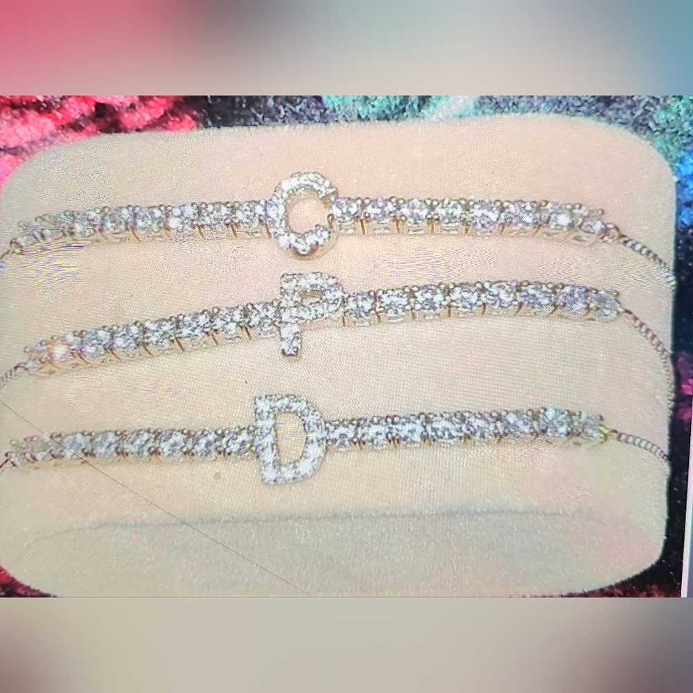 1 Pc. Radiance By Absolute Ss Initial Bar Bolo Bracelet W- Cz